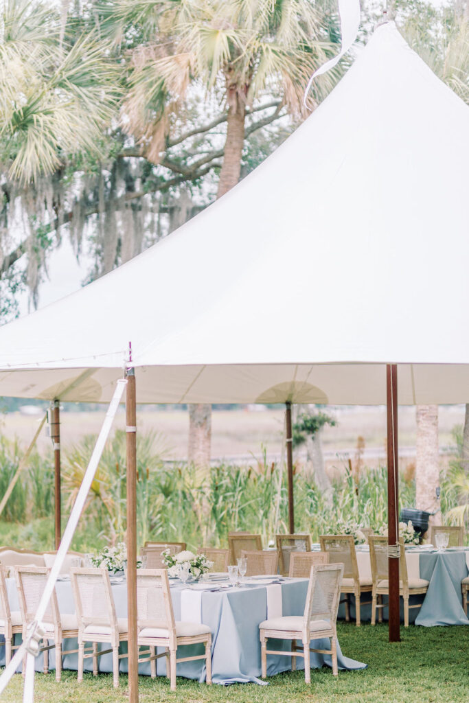 Intimate Savannah Backyard Wedding reception details tented reception