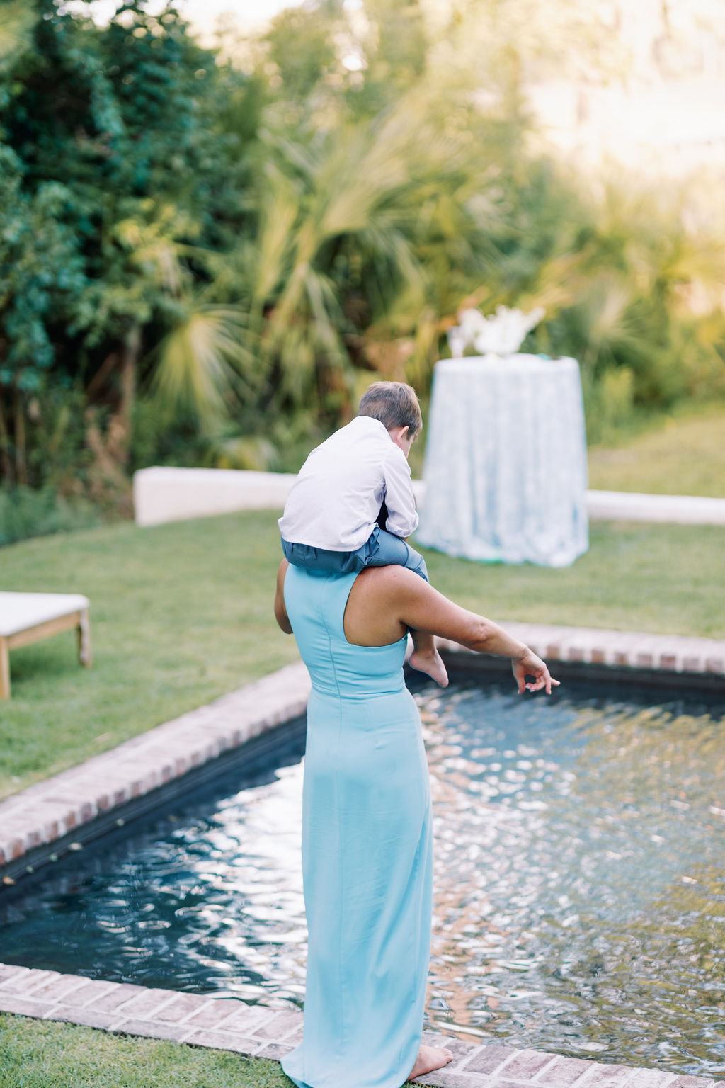 Intimate Savannah Backyard Wedding reception cocktail hour