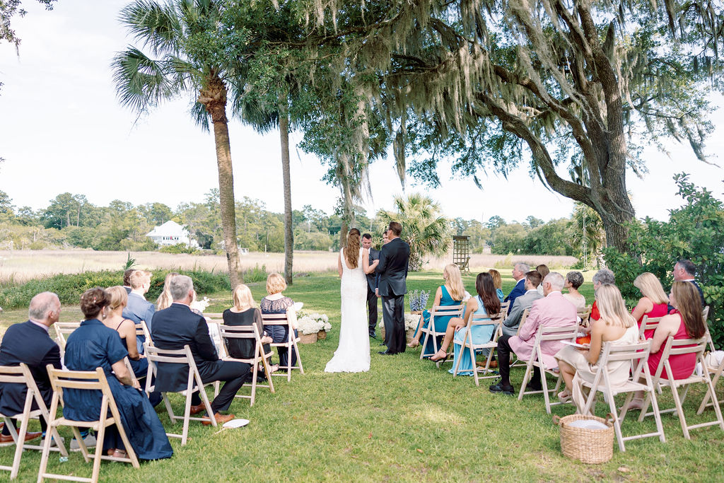 Intimate Savannah Backyard Wedding reception ceremony